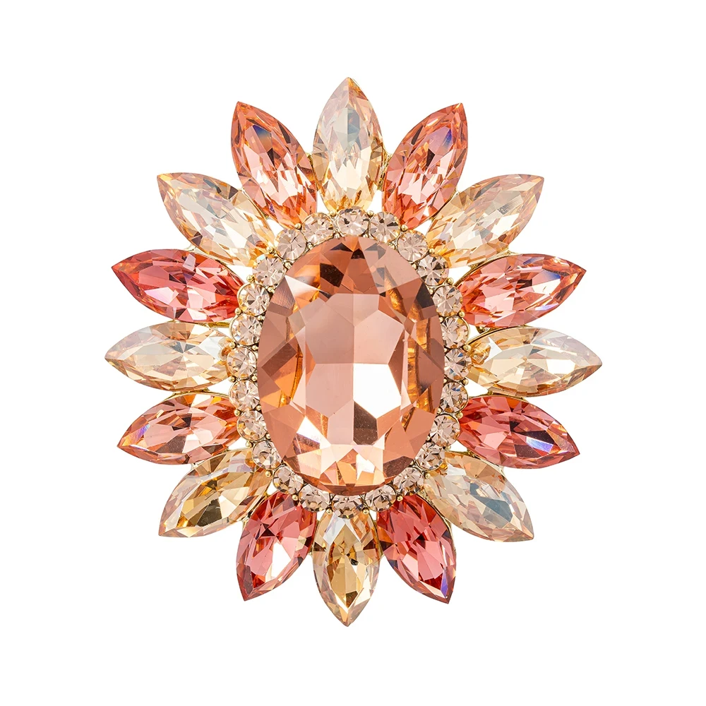 Брошь Sunflower crystal pink/peach BR14649p R/G Fiore Luna