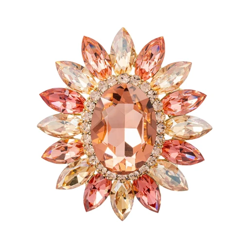 Брошь Sunflower crystal pink/peach BR14649p R/G Fiore Luna