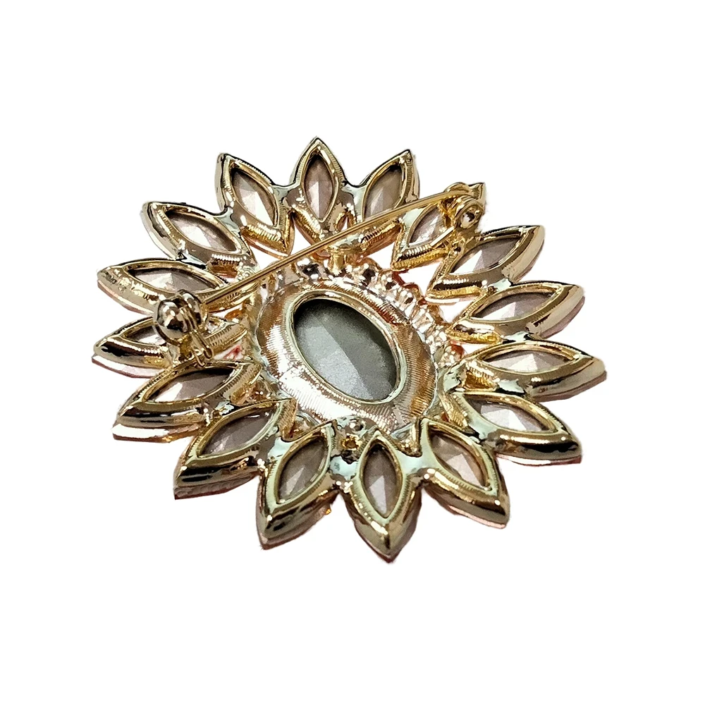 Брошь Sunflower crystal pink/peach BR14649p R/G Fiore Luna