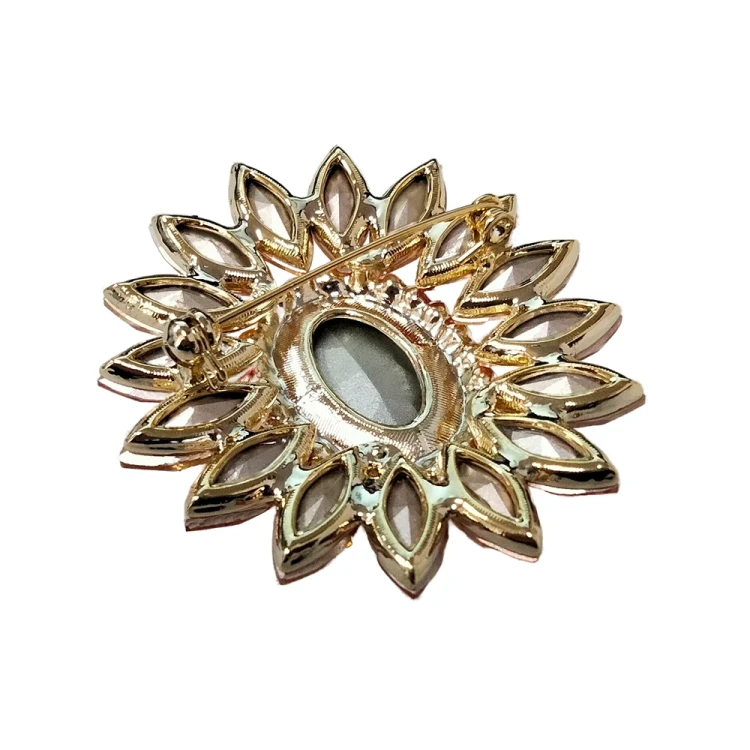 Брошь Sunflower crystal pink/peach BR14649p R/G Fiore Luna