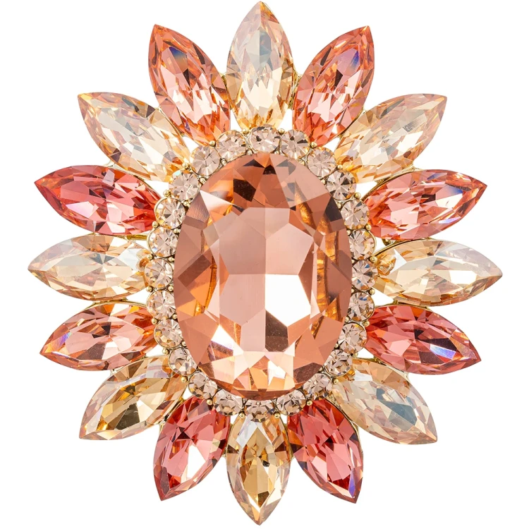 Брошь Sunflower crystal pink/peach BR14649p R/G Fiore Luna