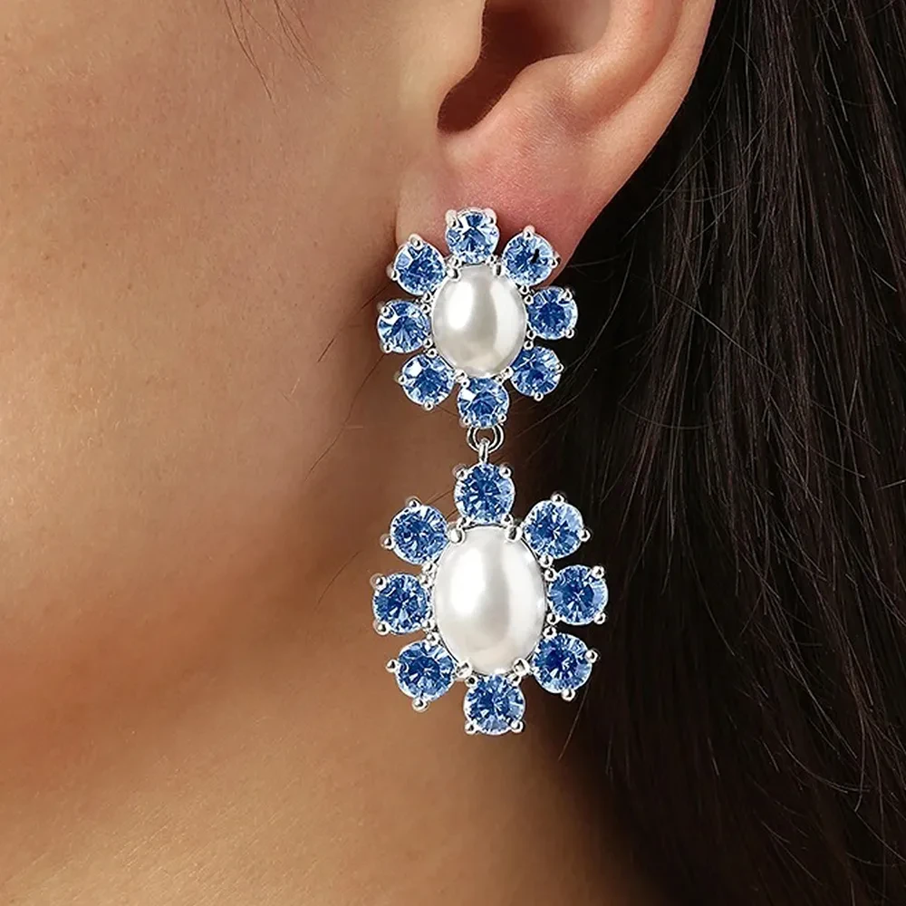 Серьги Dyrberg Kern LINA SS LIGHT SAPPHIRE / CRYSTAL 460505