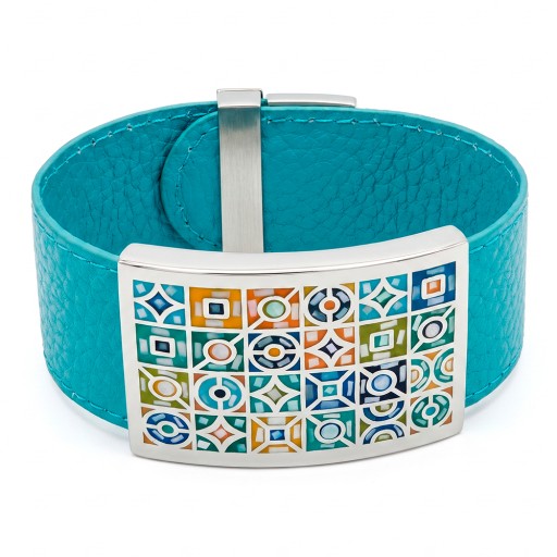 Браслет Fiore Luna на бирюзовом кожаном ремешке CB03190-9
