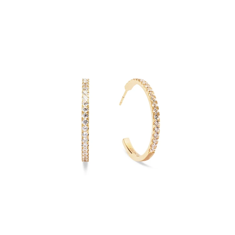 Серьги Coeur de Lion Hoop Crystal-Gold 30мм 0147/23-1816