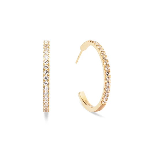 Серьги Coeur de Lion Hoop Crystal-Gold 30мм 0147/23-1816