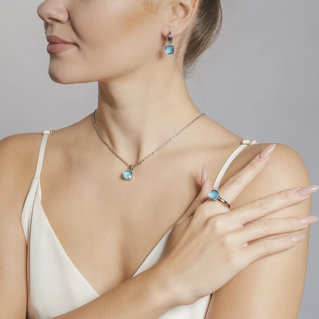 Кольцо Qudo Firenze aqua 18 мм 610074 BL/S
