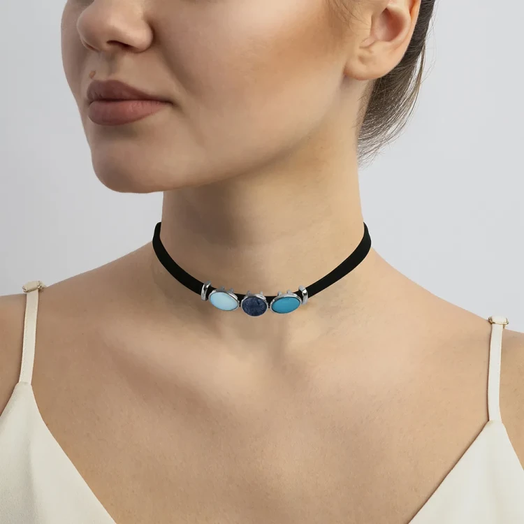 Чокер  madre azul/pearl sodalite/opaline B0207.20.22.25 BL/BW/S
