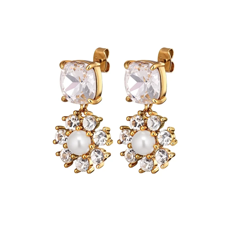 Серьги Dyrberg Kern POPPY SG CRYSTAL / WHITE PEARL 460502