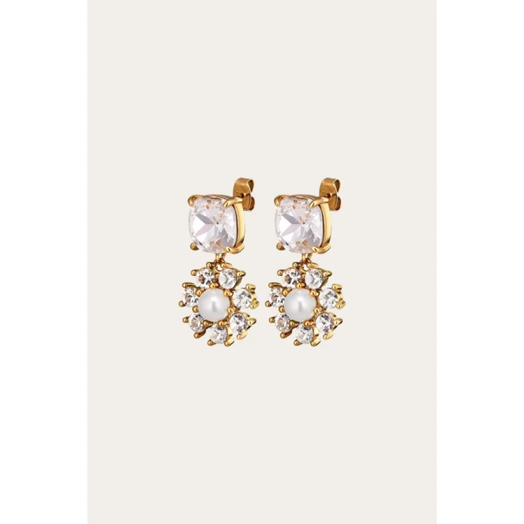 Серьги Dyrberg Kern POPPY SG CRYSTAL / WHITE PEARL 460502