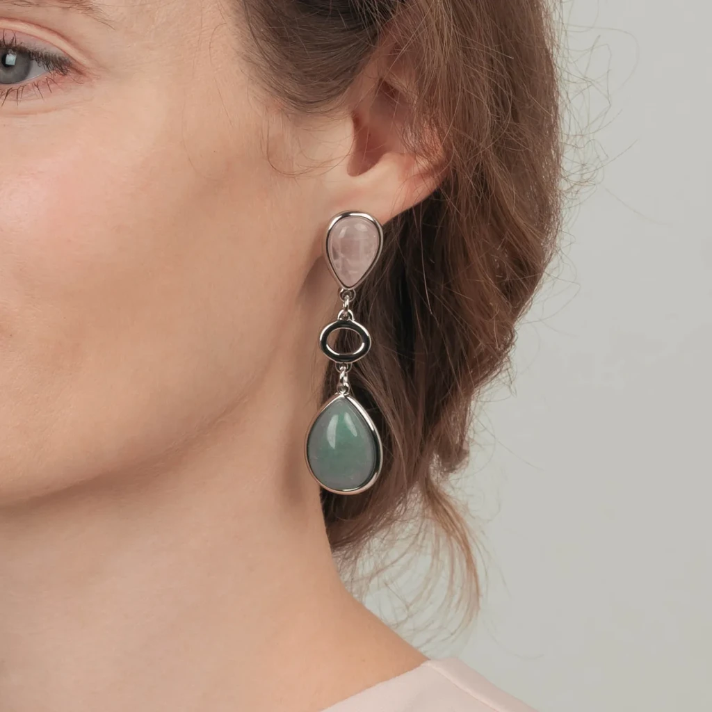 Серьги Possebon Q. Rose, Q. Verde A0585.7.17 S