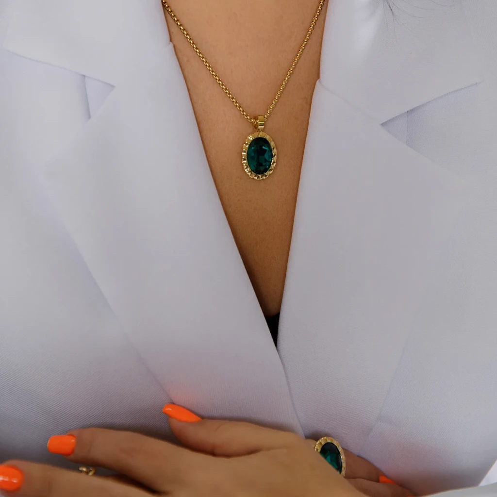 Колье Qudo TIVOLA UNICA big (G/P) Emerald 3cm 420549