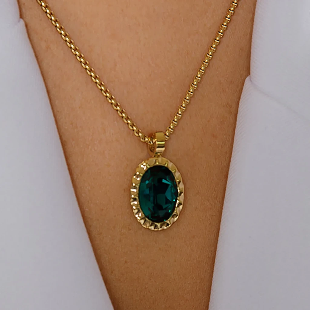 Колье Qudo TIVOLA UNICA big (G/P) Emerald 3cm 420549