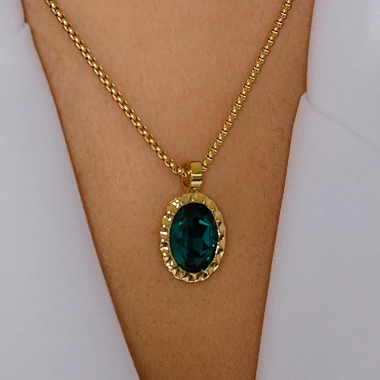 Колье Qudo TIVOLA UNICA big (G/P) Emerald 3cm 420549