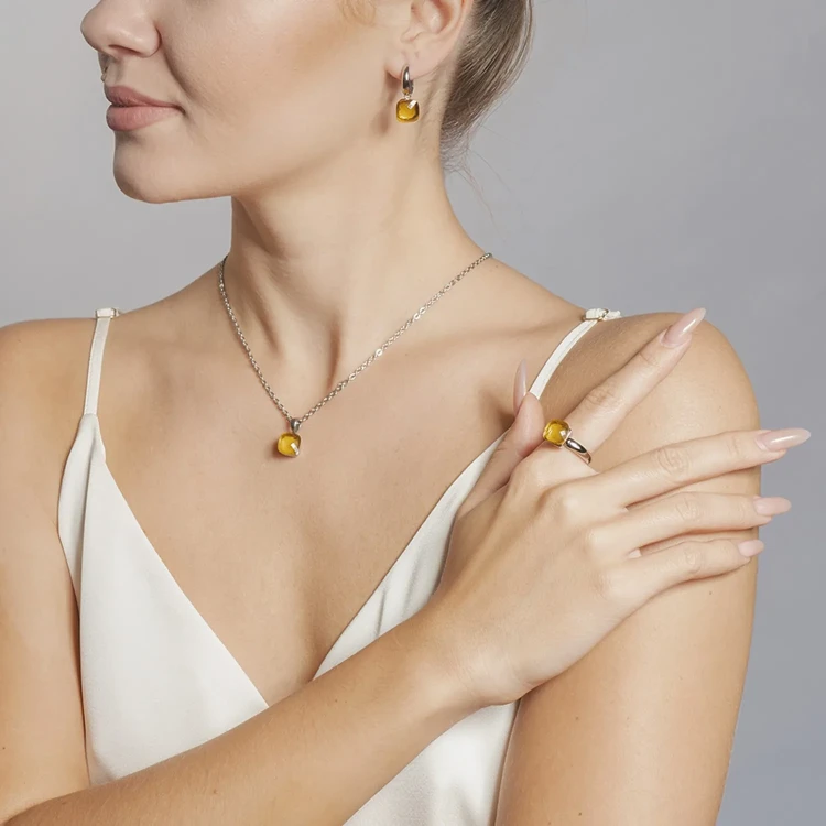 Кольцо Qudo Firenze light topaz 19 мм 611927 BR/RG