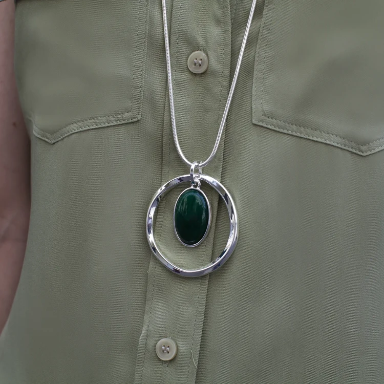 Колье Fiore Luna GREEN AGATE LN5145 G/S