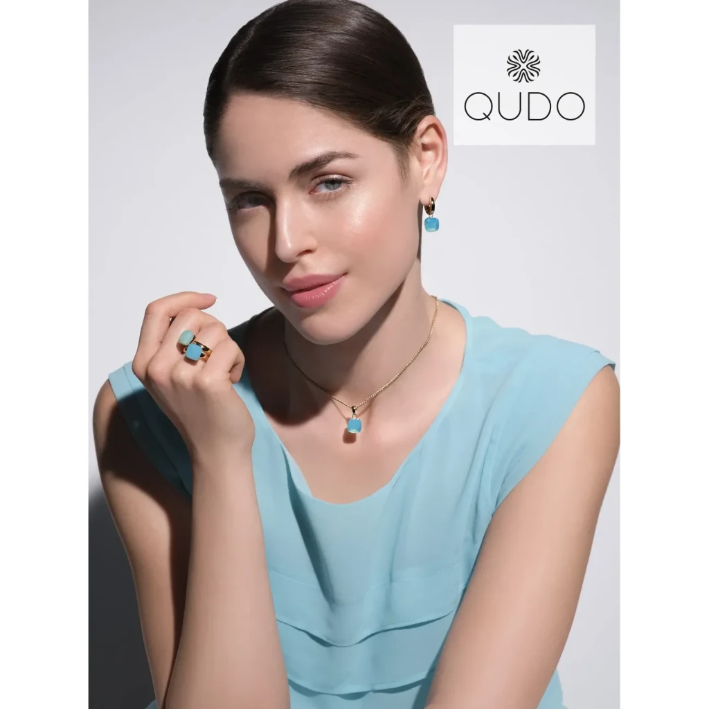 Колье Qudo Firenze blue apatite 400032.1 BL/RG