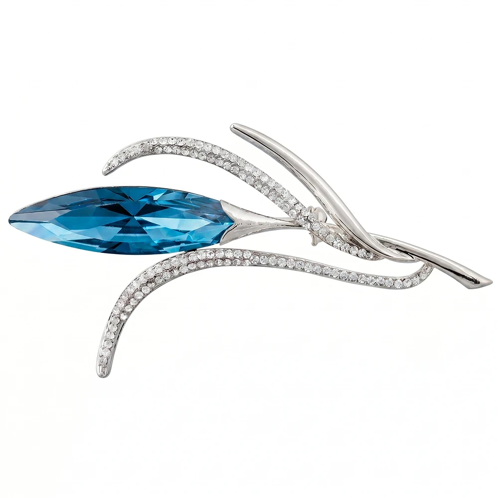 Брошь Elegant crystal flower BR14998 BL/S Fiore Luna