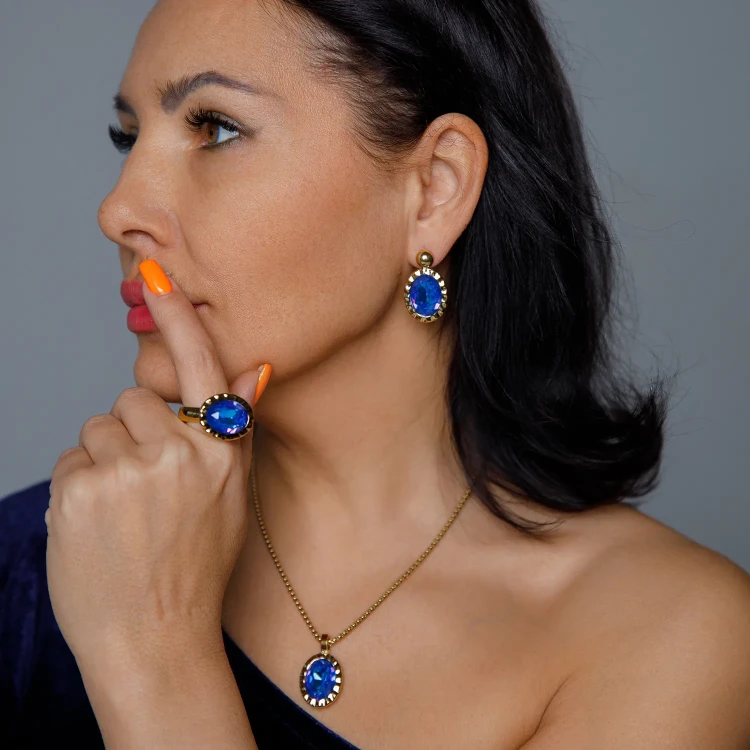 Колье Qudo TIVOLA UNICA big (G/P) Royal blue delite 3cm 420684
