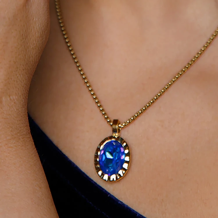 Колье Qudo TIVOLA UNICA big (G/P) Royal blue delite 3cm 420684