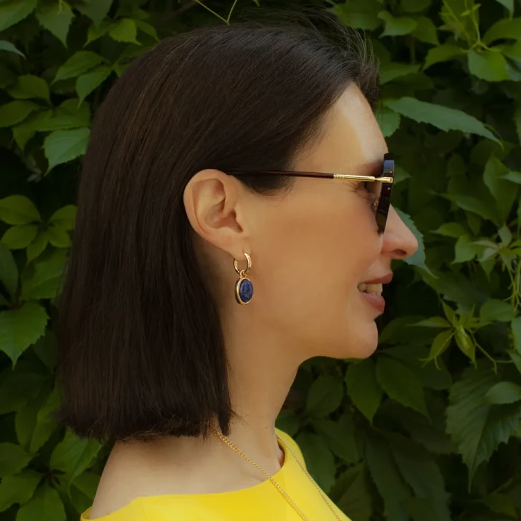 Серьги Fiore Luna NATURAL LAPIS LE1111 BL/G