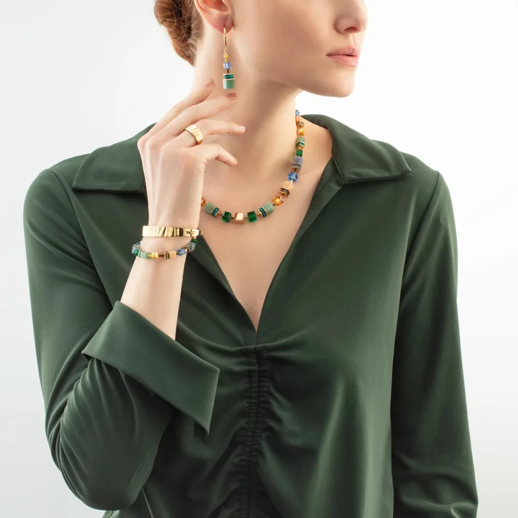 Колье Coeur de Lion Green-Blue-Peach 3039/10-0551