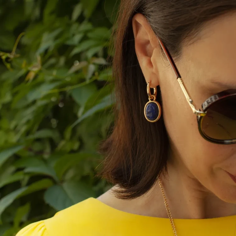 Серьги Fiore Luna NATURAL LAPIS LE1200 BL/G