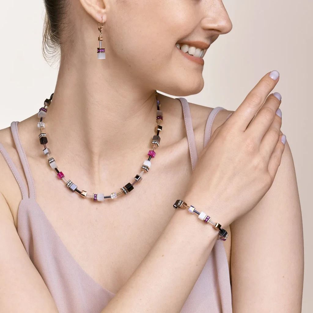 Серьги Coeur de Lion White&Pink Rose Gold 4013/20-0400