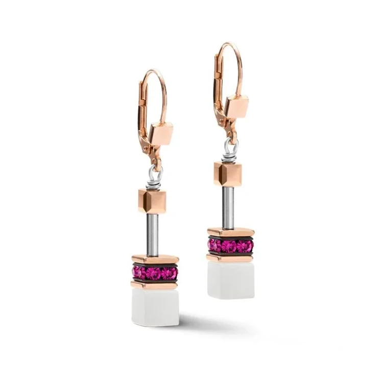 Серьги Coeur de Lion White&Pink Rose Gold 4013/20-0400