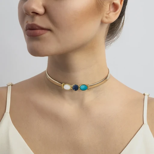 Чокер madre azul/pearl sodalite/opaline B0294.20.22.25 BL/BW/G