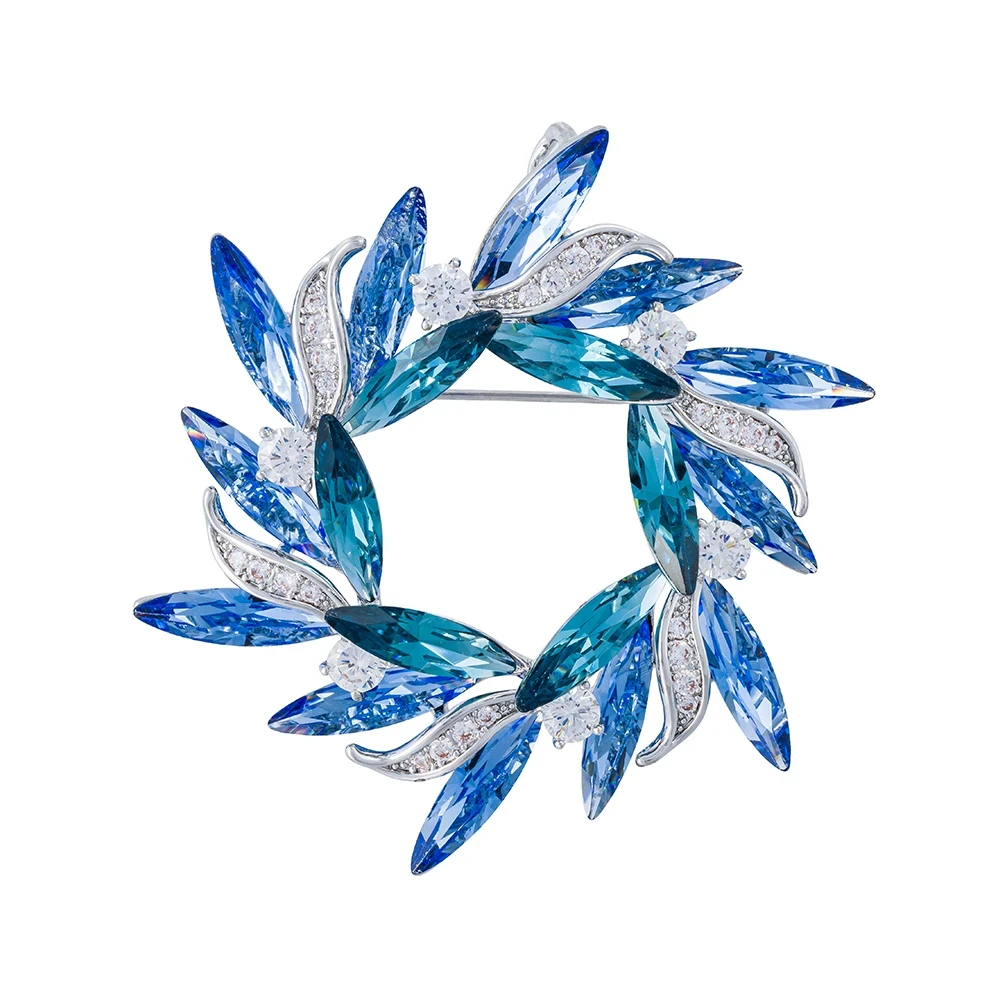 Брошь Fiore Luna ВЕНЕЦ Zircon+crystal XR14425B1 G/BL/S
