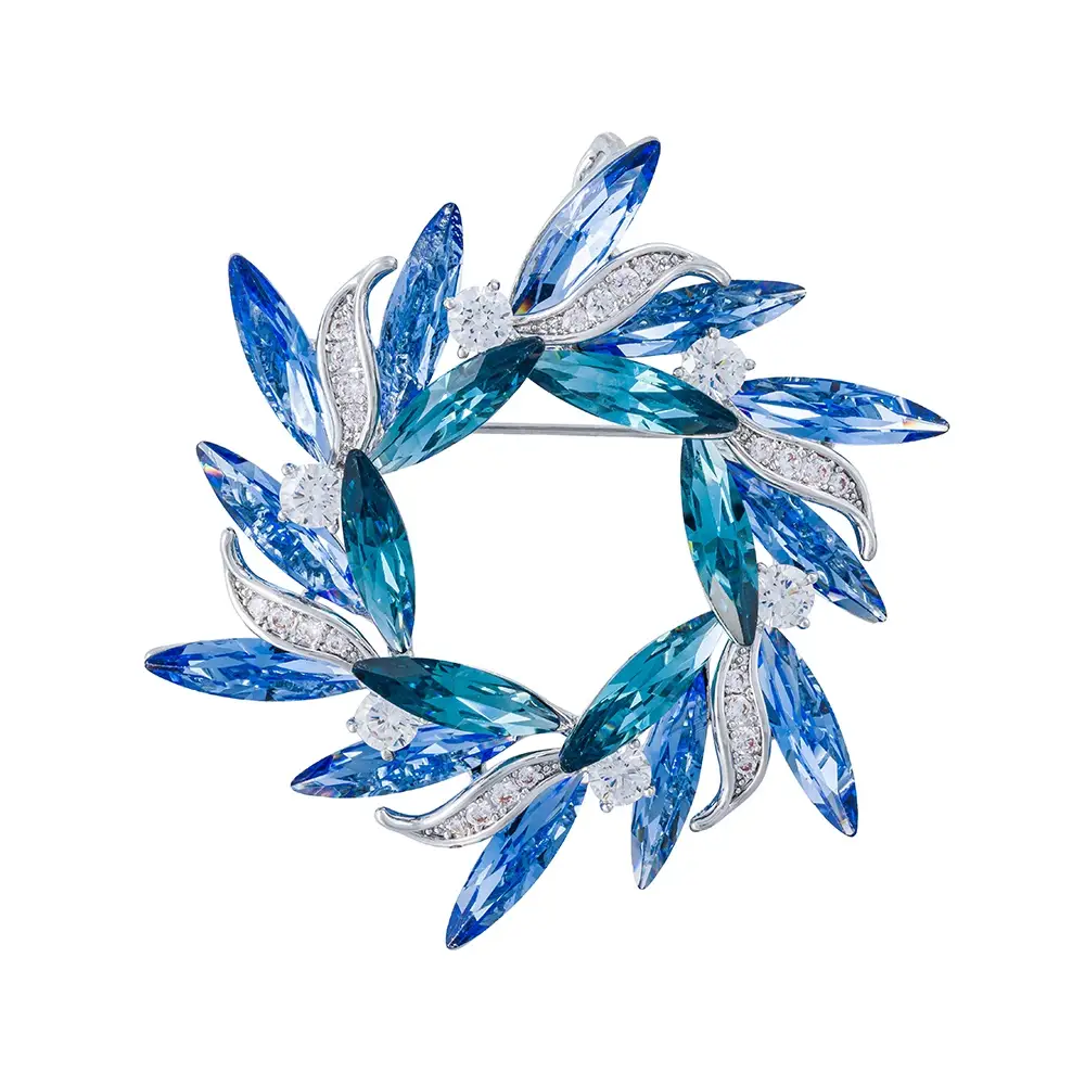 Брошь Fiore Luna ВЕНЕЦ Zircon+crystal XR14425B1 G/BL/S