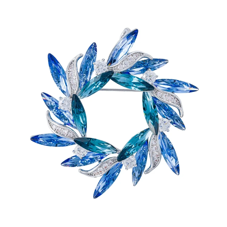 Брошь Fiore Luna ВЕНЕЦ Zircon+crystal XR14425B1 G/BL/S