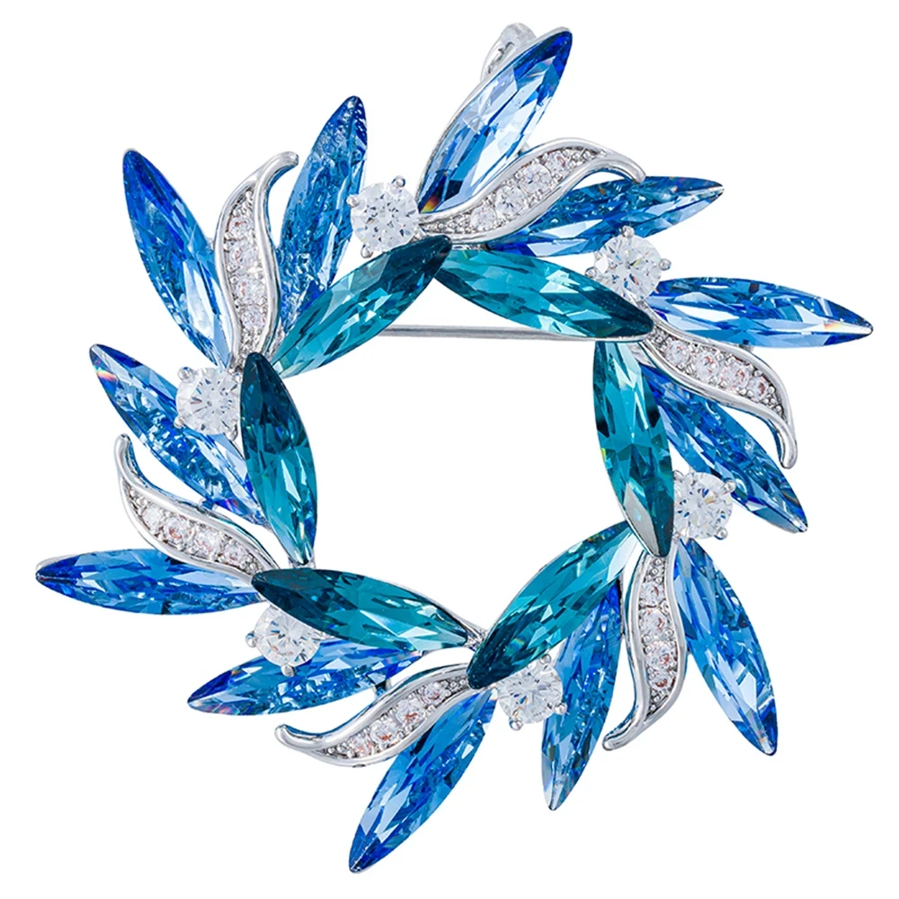 Брошь Fiore Luna ВЕНЕЦ Zircon+crystal XR14425B1 G/BL/S
