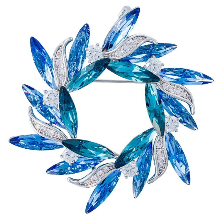 Брошь Fiore Luna ВЕНЕЦ Zircon+crystal XR14425B1 G/BL/S
