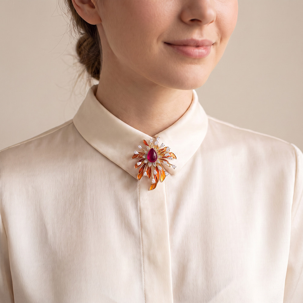 Брошь Fiore Luna XR14426B4 R/G