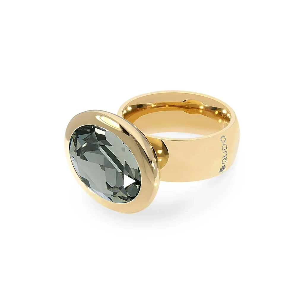 Кольцо Qudo TIVOLA big G black diamond  17.2 мм 632028/17.2 BW/G
