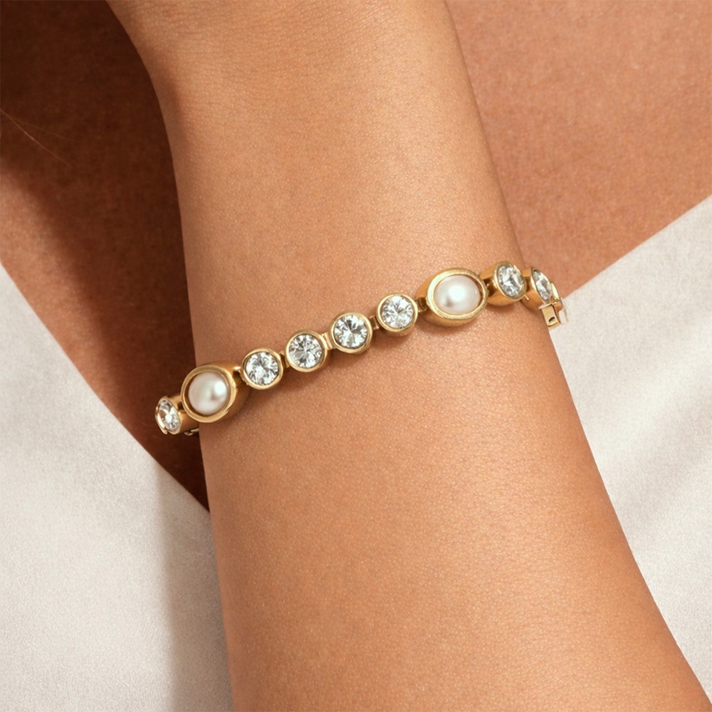 Браслет Dyrberg Kern SOPHIA SG CRYSTAL / WHITE PEARL 490106