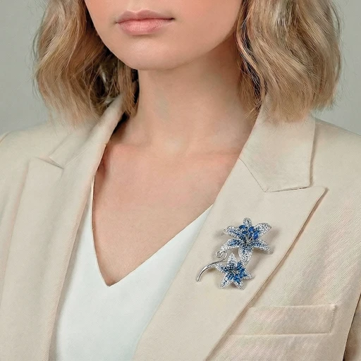 Брошь Fiore Luna ДУЭТ Zircon XR08553P BL/S