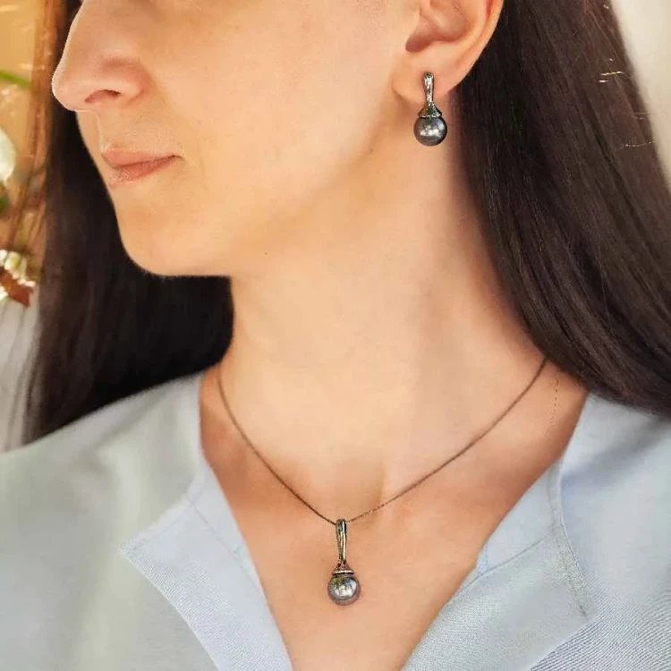 Серьги Possebon Graphite Pearl A0657.3 BW