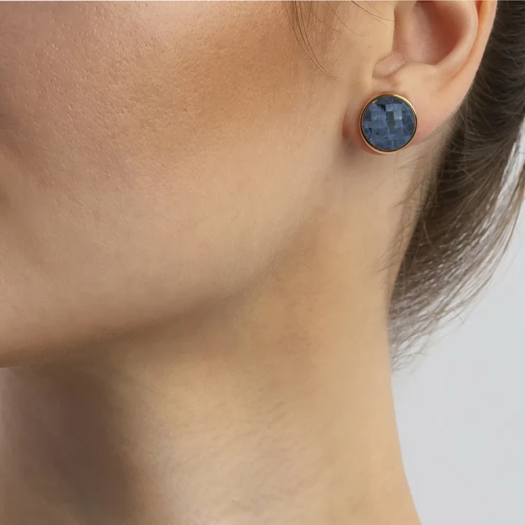 Пусеты  pearl sodalite A1184.22 BL/G