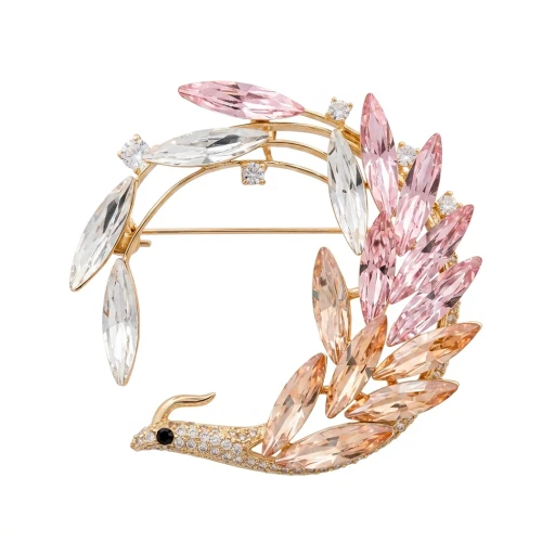 Брошь Птица crystal peach gold XR16682 BR/G Fiore Luna