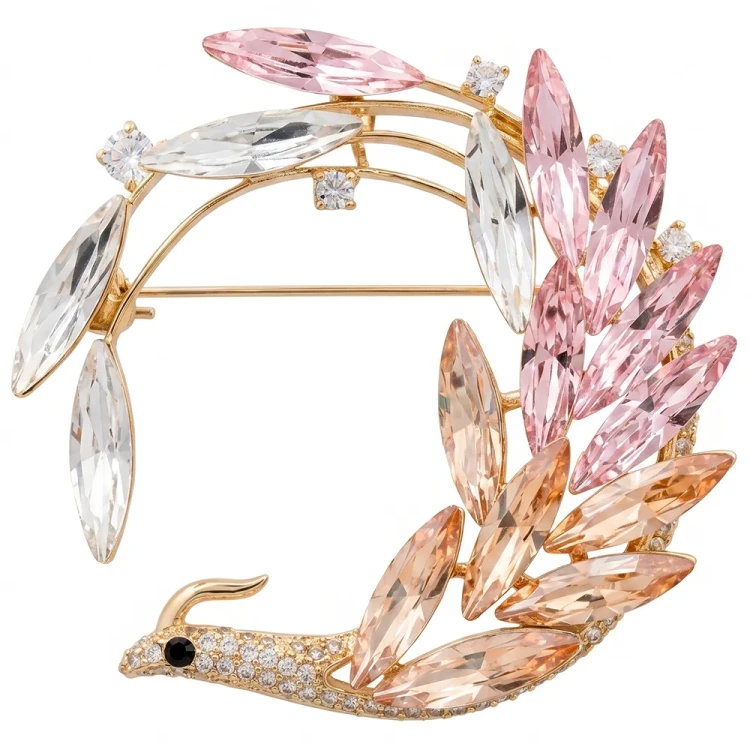 Брошь Птица crystal peach gold XR16682 BR/G Fiore Luna