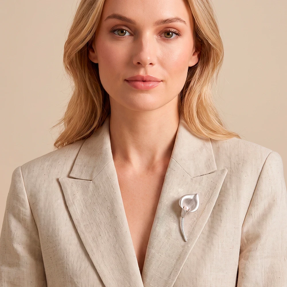 Брошь Калла freshwater pearl XR16645 S Fiore Luna