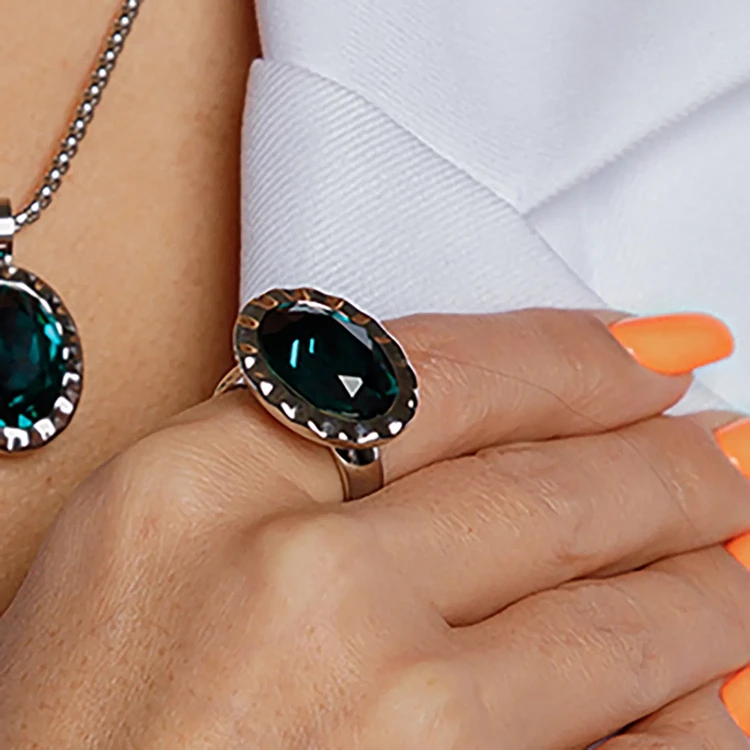 Кольцо Qudo TIVOLA UNICA big (S/P) Emerald 54 686935