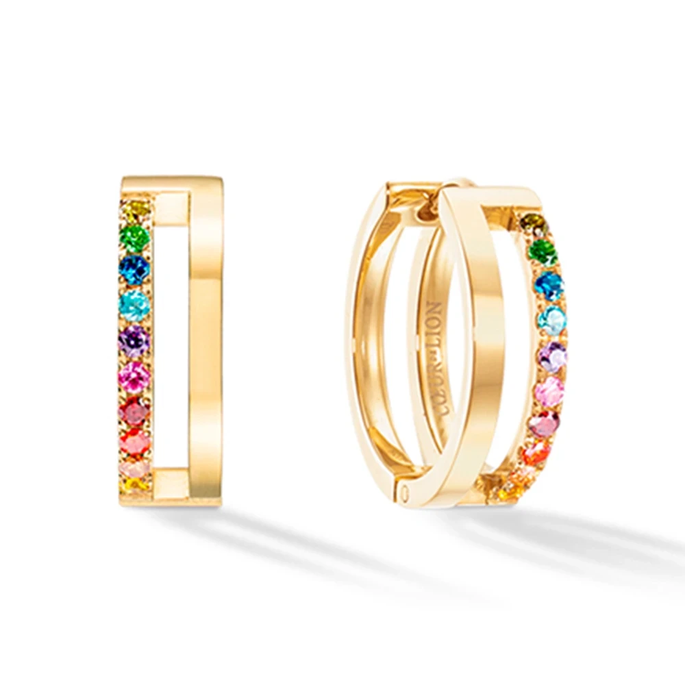 Серьги Coeur de Lion Multicolour Rainbow-Gold 0136/21-1535