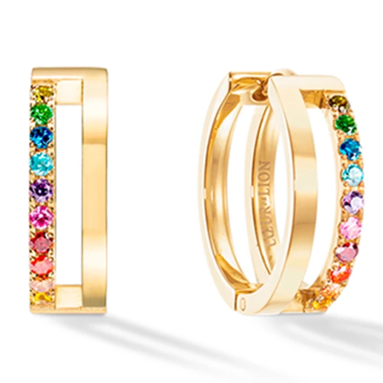 Серьги Coeur de Lion Multicolour Rainbow-Gold 0136/21-1535