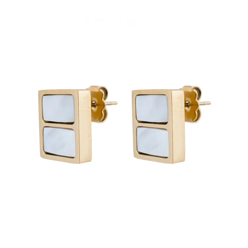 Серьги Fiore Luna Пирамида SHELL WHITE AE02788-7 BW/G