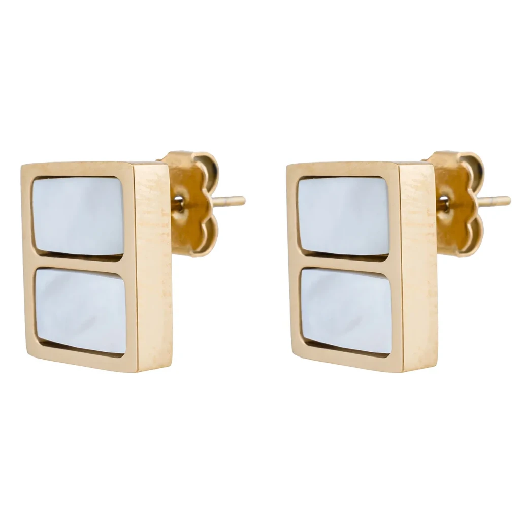 Серьги Fiore Luna Пирамида SHELL WHITE AE02788-7 BW/G