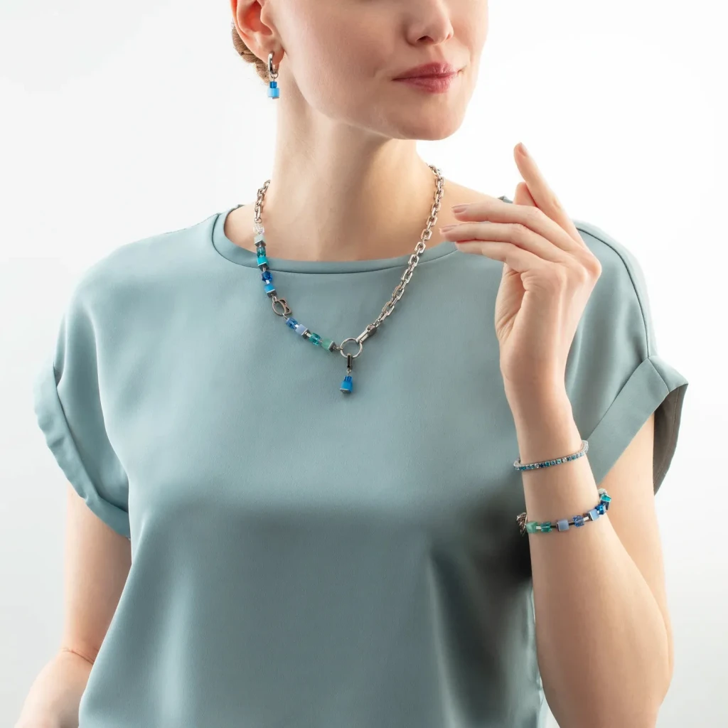Колье Coeur de Lion Blue-Turquoise 4712/10-0706