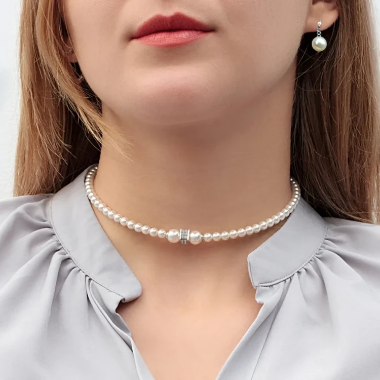 Колье Fiore Luna Cylinder Crystal B2409PE-N02.1 BW/S